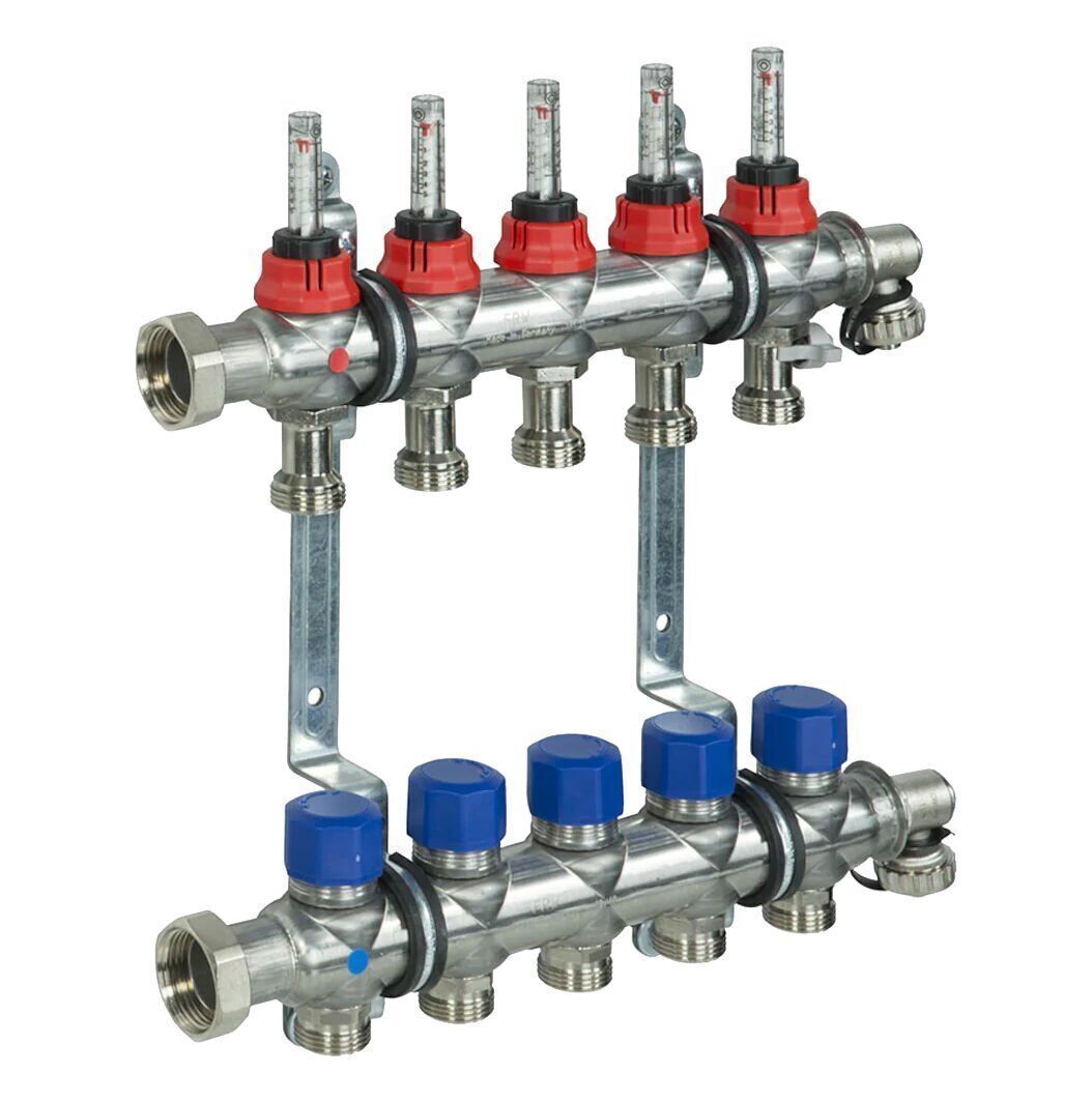 Fraenkische Debi Göstergeli Yerden Isıtma Kollektörü 7 Ağızlı Paslanmaz Çelik