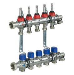 Fraenkische Debi Göstergeli Yerden Isıtma Kollektörü 8 Ağızlı Paslanmaz Çelik