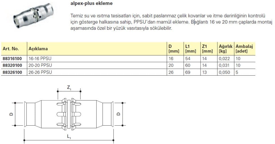 Fraenkische Alpex-Plus Ekleme Parçası 16mm - 1 Paket (10 adet)