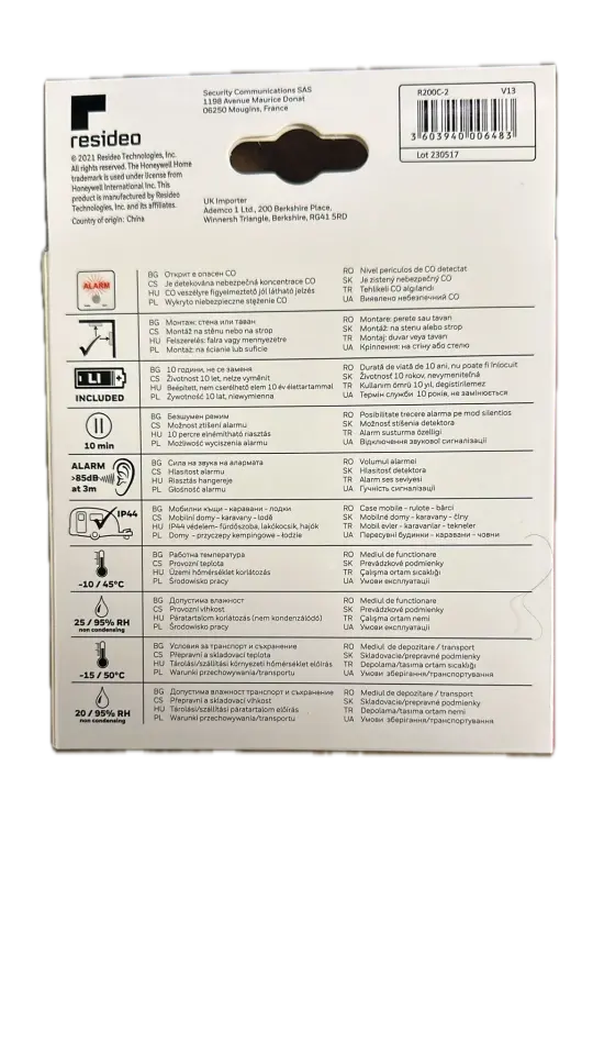 Honeywell Home R200C Karbonmonoksit (CO) Alarm Cihazı